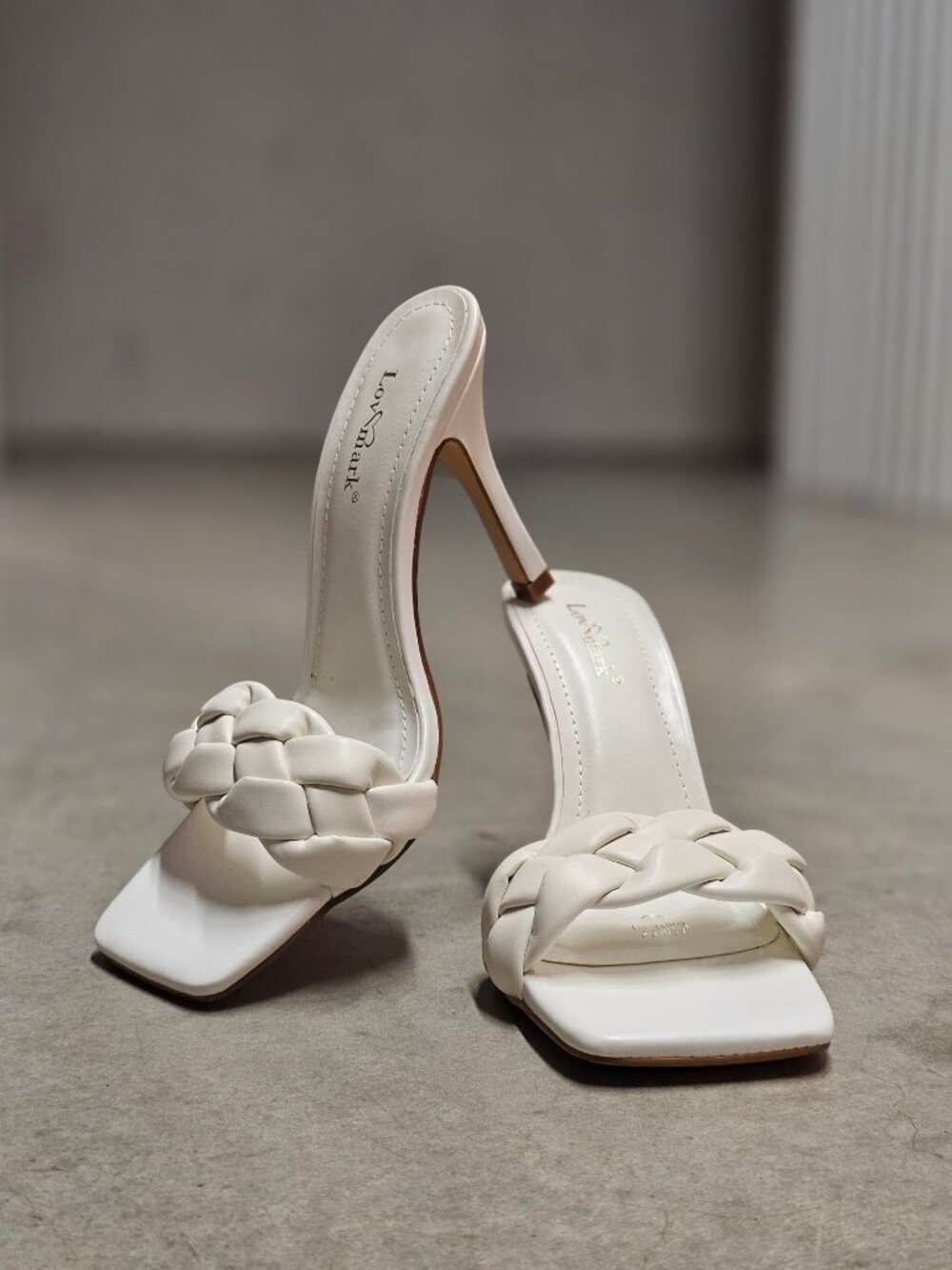 Woven Strap High Heel Slide Sandals For Women Square Toe Stiletto Elegant & Styl